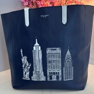 Henri Bendel Navy and White Cityscape Tote